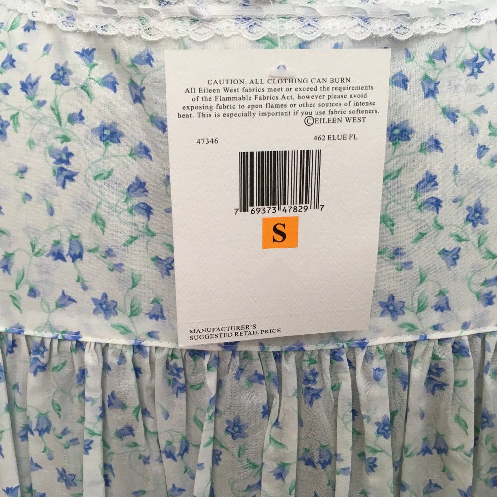 Eileen West Button Front Full Length Gown/Robe with Bluebell Print Size S - Picture 14 of 15